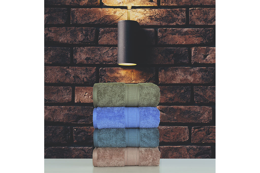 Colorful bath towels displayed for export in the global home textile industry